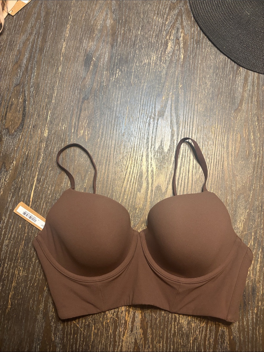 SKIMS Fits everybody low back Longline Molded cocoa brown NWT Bra